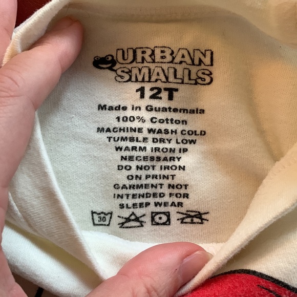 🎄3 for $18🎄GUC Urban Smalls girls 12 “Meowy Christmas” T, cream, w/ fat cat - Picture 3 of 4